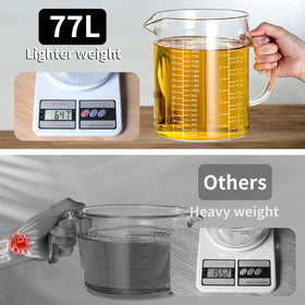77L glass measuring cup made of high borosilicate glass for temperature versatility