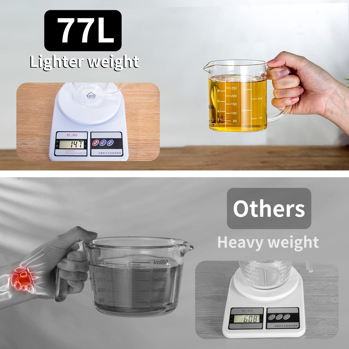 77L glass beaker with wide mouth for easy filling and cleanup