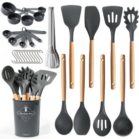 77L silicone utensils with holder for organized kitchen storage