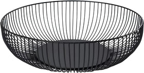 7UYUU round black wire fruit bowl on countertop, sturdy and easy fruit organization.