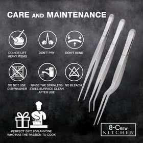 Easy-hand washing approach for 8-CREW KITCHEN tweezers.
