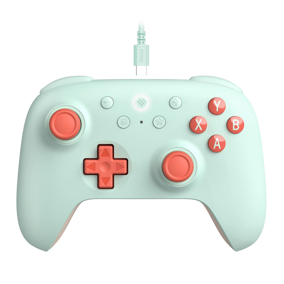 8BitDo Ultimate 2C Mint front view highlighting compact ergonomic design.