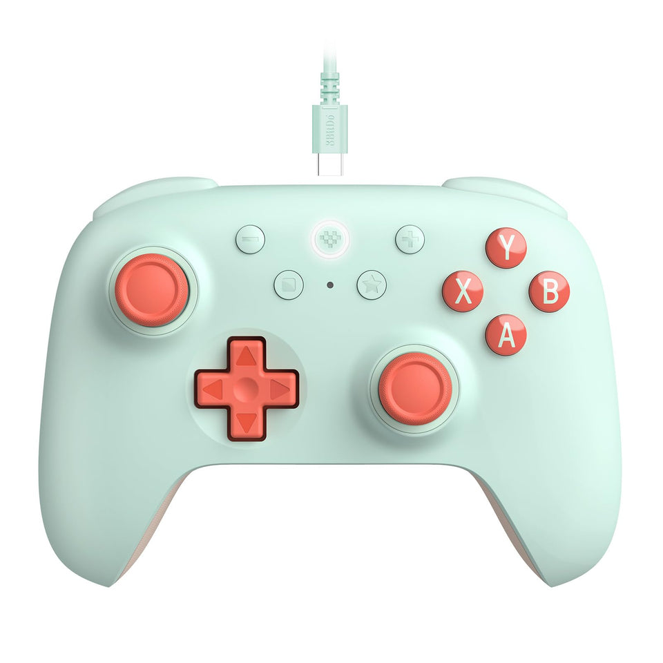 8BitDo Ultimate 2C Mint front view highlighting compact ergonomic design.