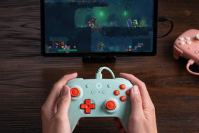 8BitDo Ultimate 2C Mint rear profile emphasizes durable wired connection.