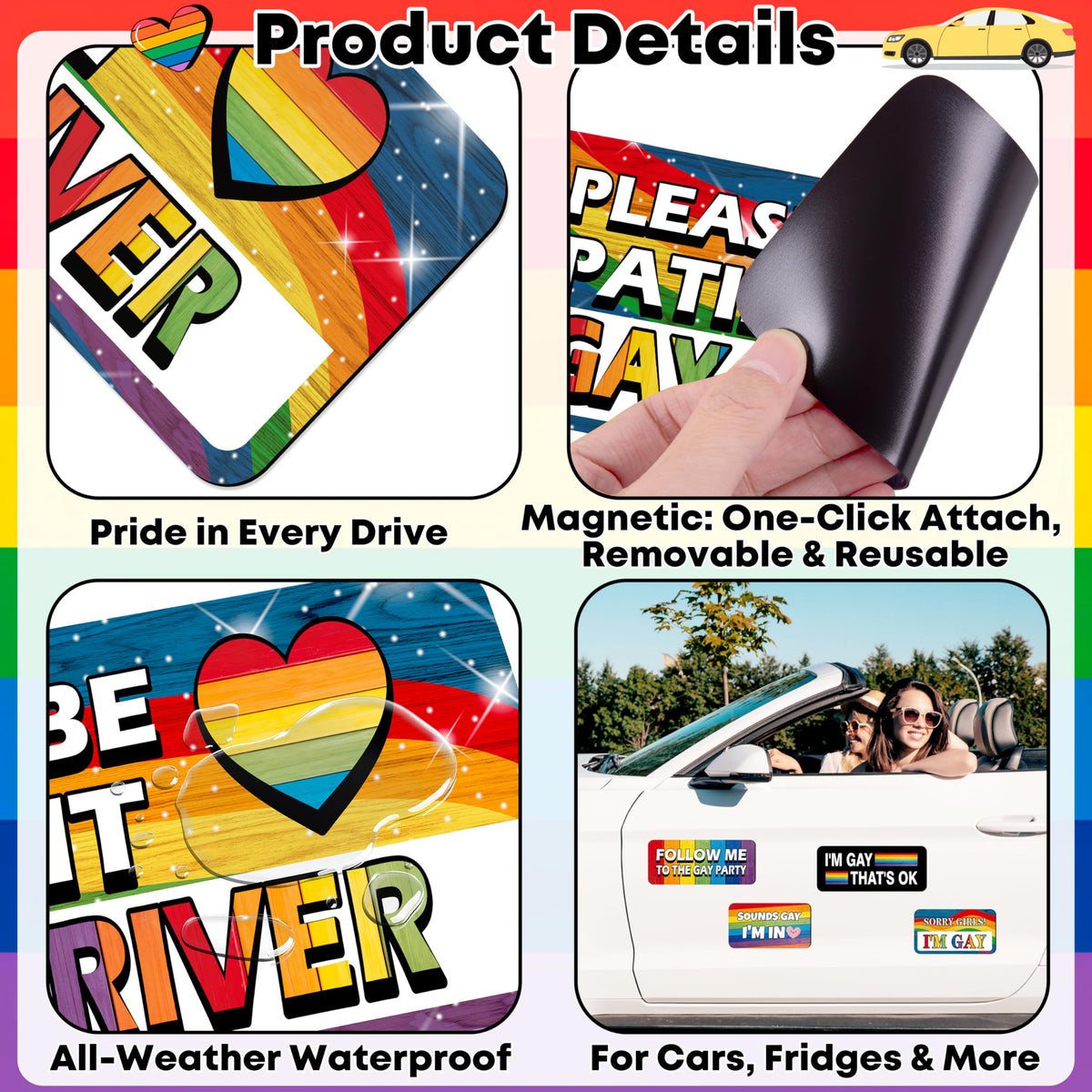 90shine gay pride magnet design for trucks enhances festive decor