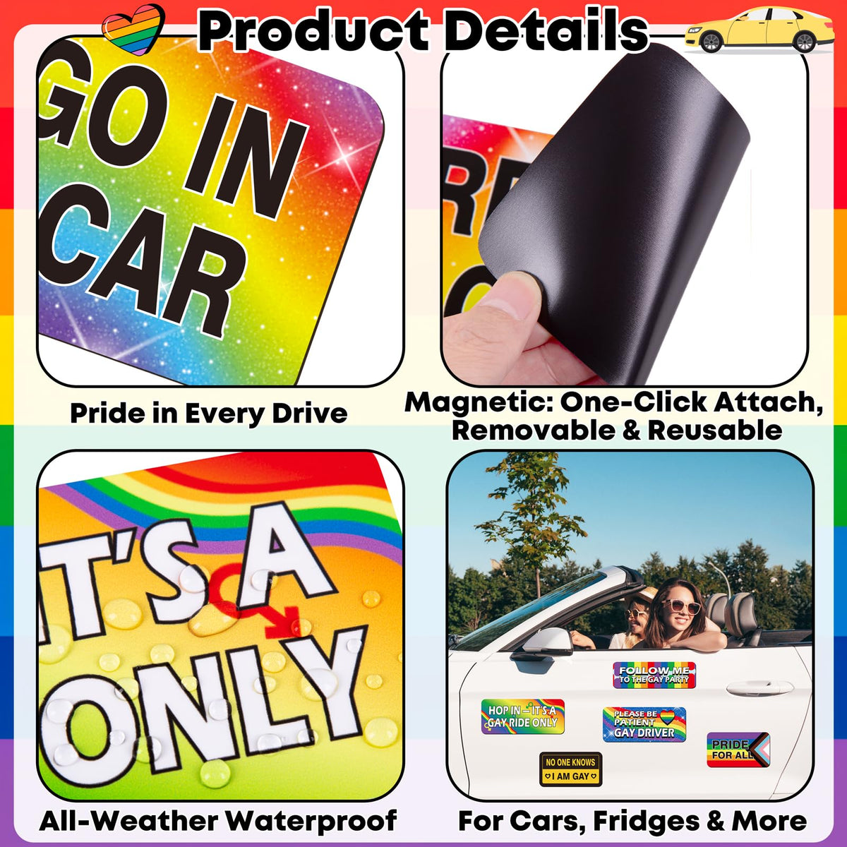 90shine Strong magnetic backing keeps magnets secure on metal surfaces.