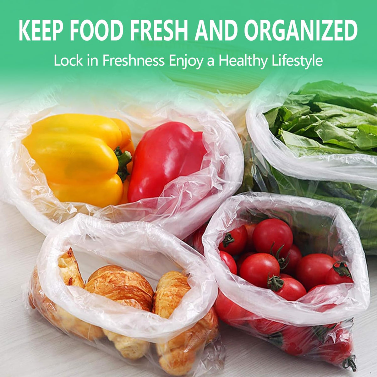 Multi-use plastic bags suitable for pantry, trash liners, and organizers.