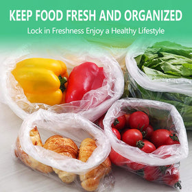 Multi-use plastic bags suitable for pantry, trash liners, and organizers.