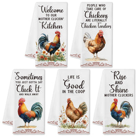 9tilight chicken dish towel set with farmhouse rooster pattern for stylish drying and decor.