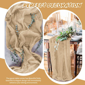  Beautane soft textured beige runner enhances holiday dining and gatherings.
