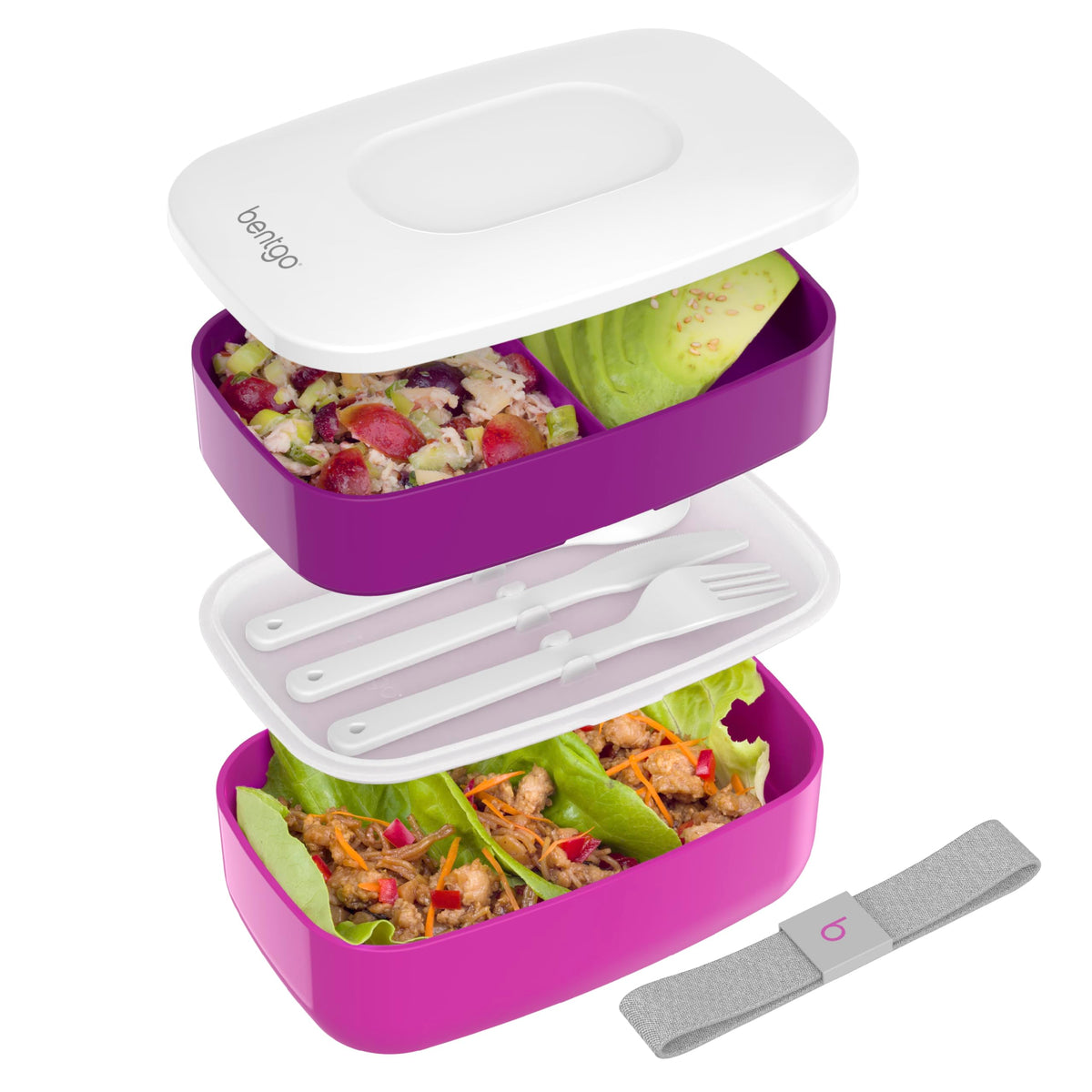 Bentgo Classic 3-compartment lunch box shows organized meals for easy prep on busy days.