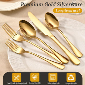 ERVILO gold finished dinner knife with smooth edge for premium dining.