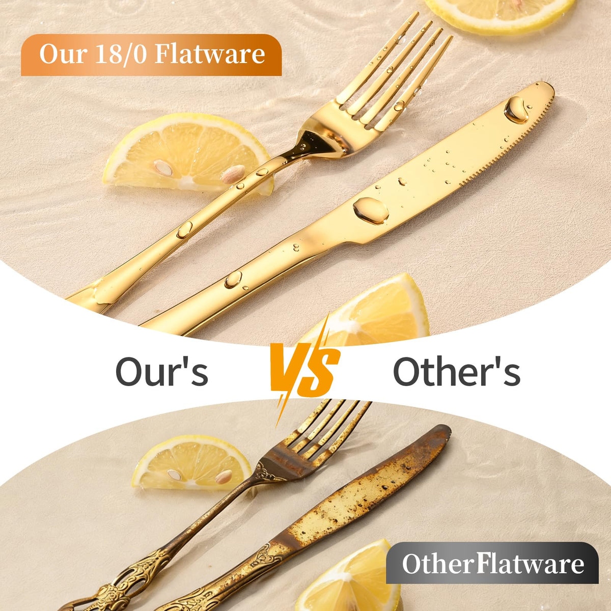 ERVILO gold finished dinner spoon with ergonomic handle for daily meals.