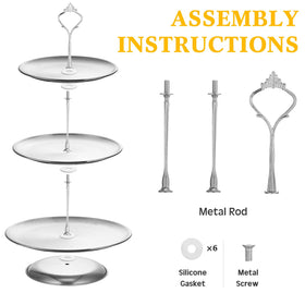 Gerrii 3-tier silver cupcake stand side angle shows sturdy construction