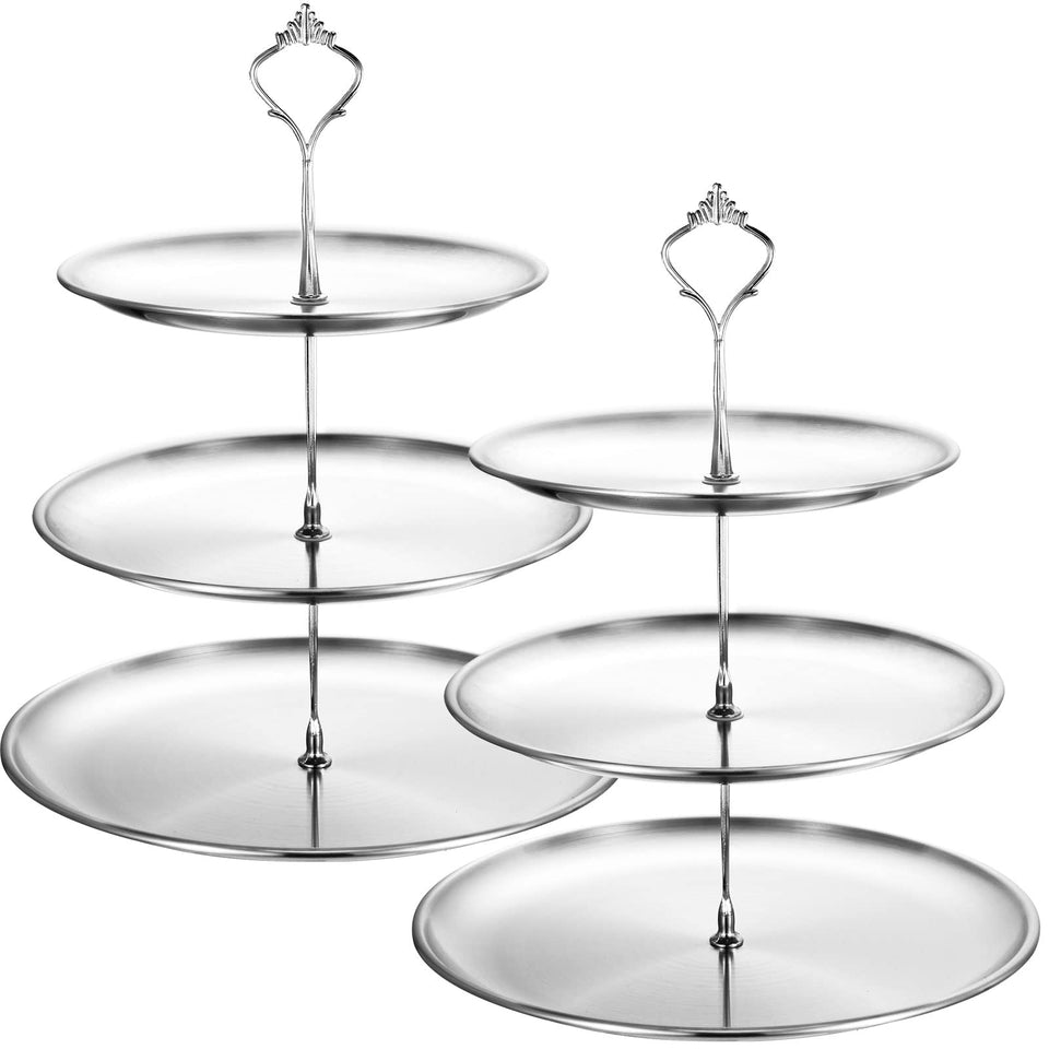 Gerrii 3-tier silver cupcake stand top view for elegant dessert display