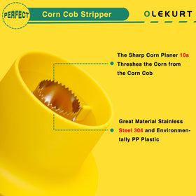 User rotates the OLEKURT stripper to detach kernels quickly.