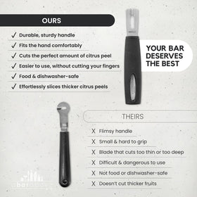 A Bar Above citrus garnish tool for elegant peel ribbons.