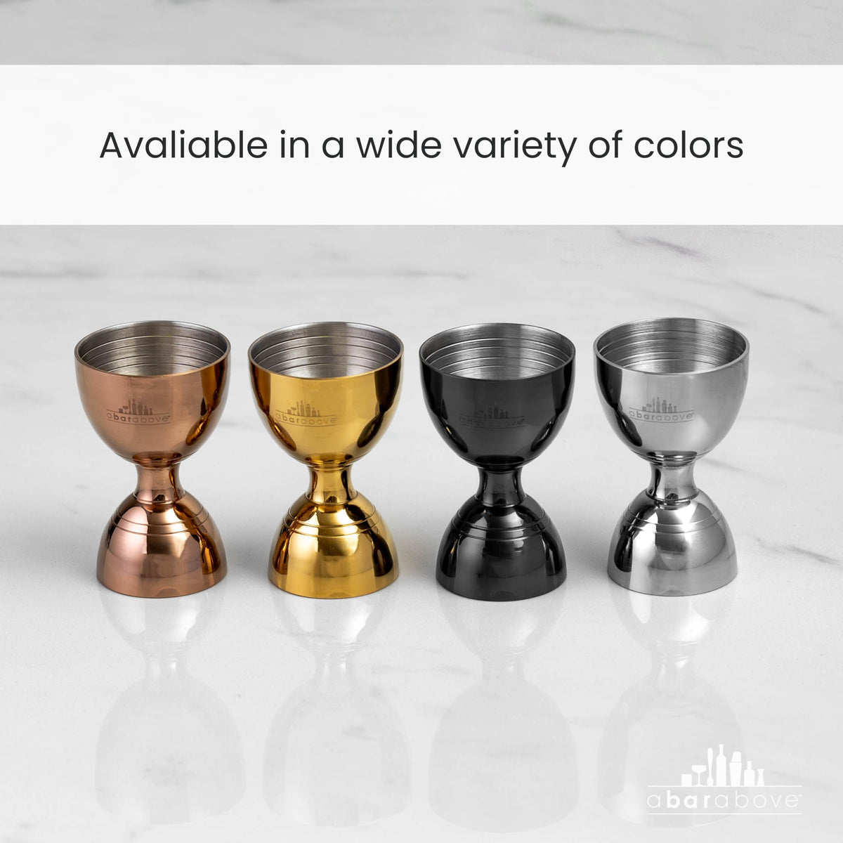 A Bar Above Premium Bell Jigger ergonomic grip and stable base for control.