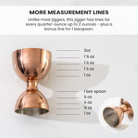 A Bar Above Jigger in hand demonstrates ergonomic grip for comfortable pours.