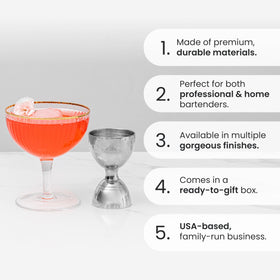 A Bar Above Premium Bell Jigger markings enable precise, repeatable pours.