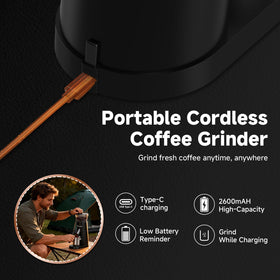 AAOBOSI burr coffee grinder charging while grinding for flexibility