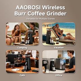 AAOBOSI burr coffee grinder demonstrates espresso finesse with consistent grounds