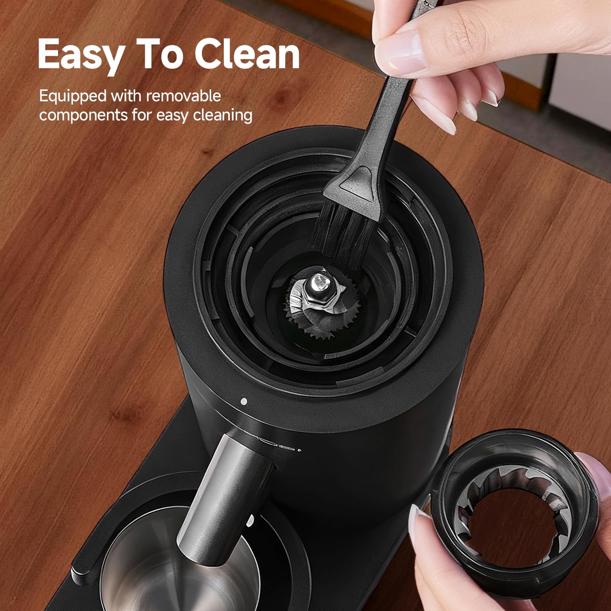 AAOBOSI burr coffee grinder ready for pour-over or espresso shots
