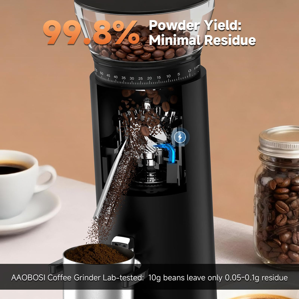 AAOBOSI burr coffee grinder travel-compact form is ideal for trips