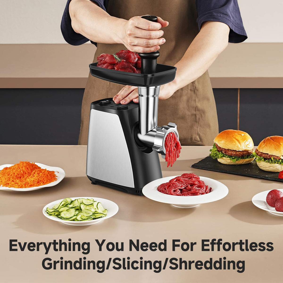 AAOBOSI dishwasher-safe blades and plates simplify cleanup after grinding.