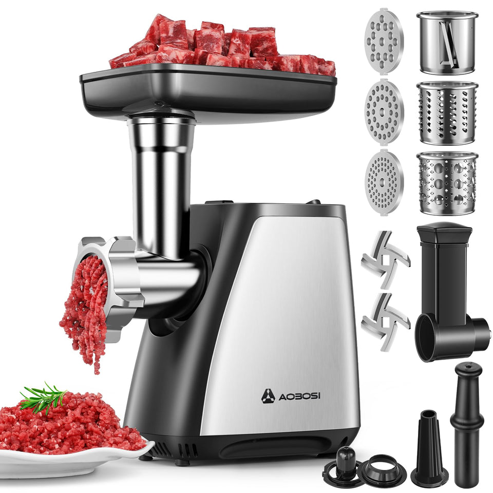 AAOBOSI meat grinder hopper for quick, clean loading.