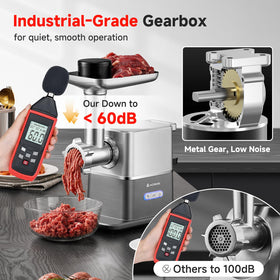 Industrial-metal gearbox ensures smooth grinding and lasting performance.