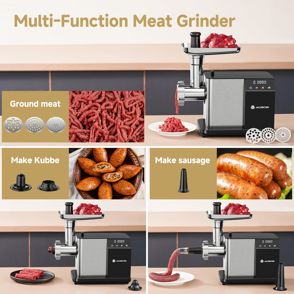 AAOBOSI sausage and kibbe attachment expands homemade recipe options
