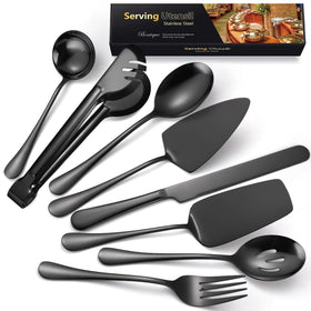 AARAINBOW Exquisite 8-piece black serving utensils set for elegant buffets and parties