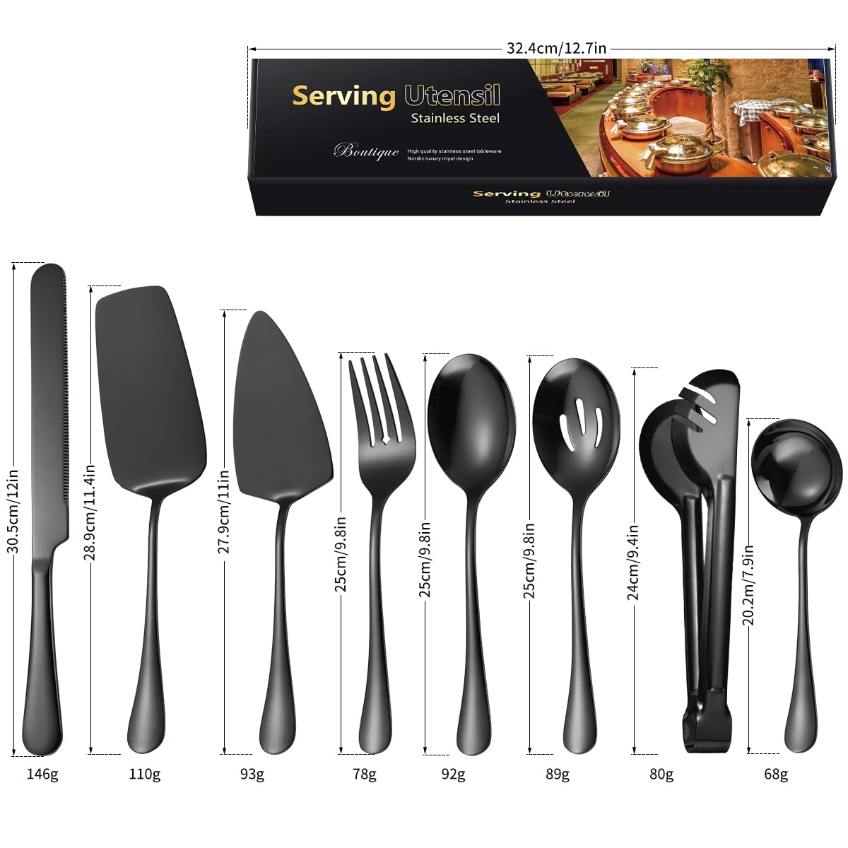 AARAINBOW serving spoon in black with ergonomic handle for easy serving