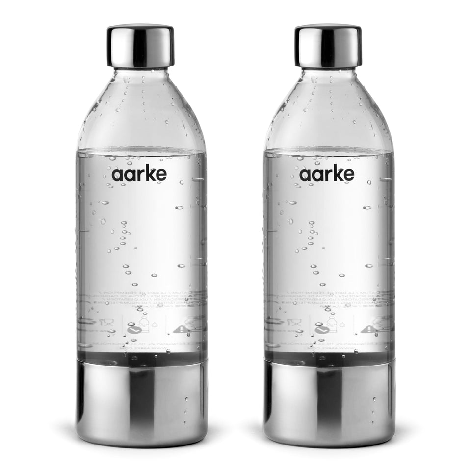 Aarke 1L bottle top view showing sleek design for easy carbonated water