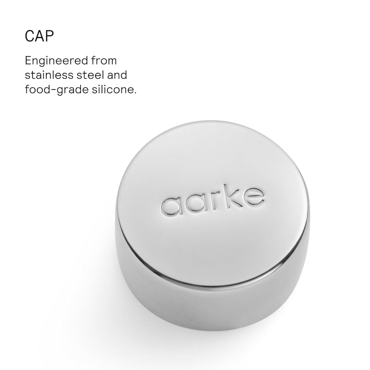 Aarke bottle with 800 ml capacity for ample hydration.