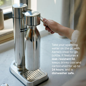 Aarke Carbonator III compact design fits neatly on a kitchen counter.