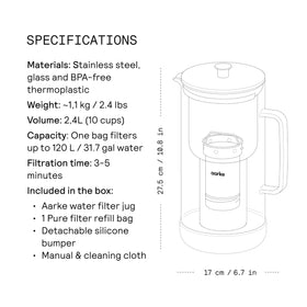 Aarke Purifier large 2-8l pitcher offers extra capacity for gatherings