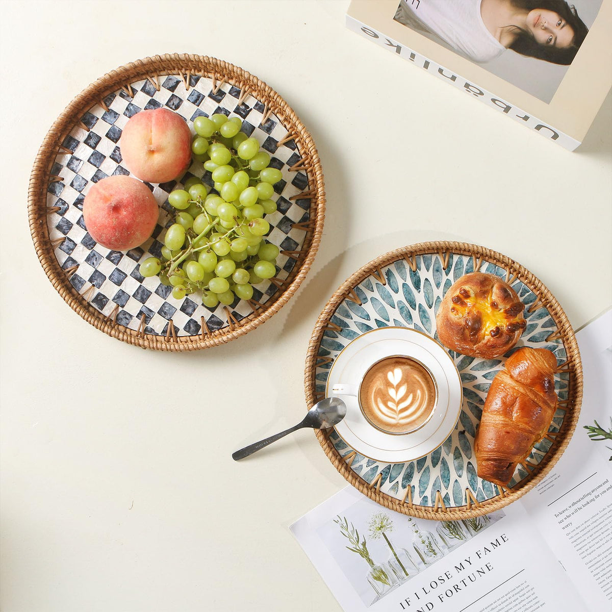 Aayoruro rattan tray with wooden base for sturdy daily use