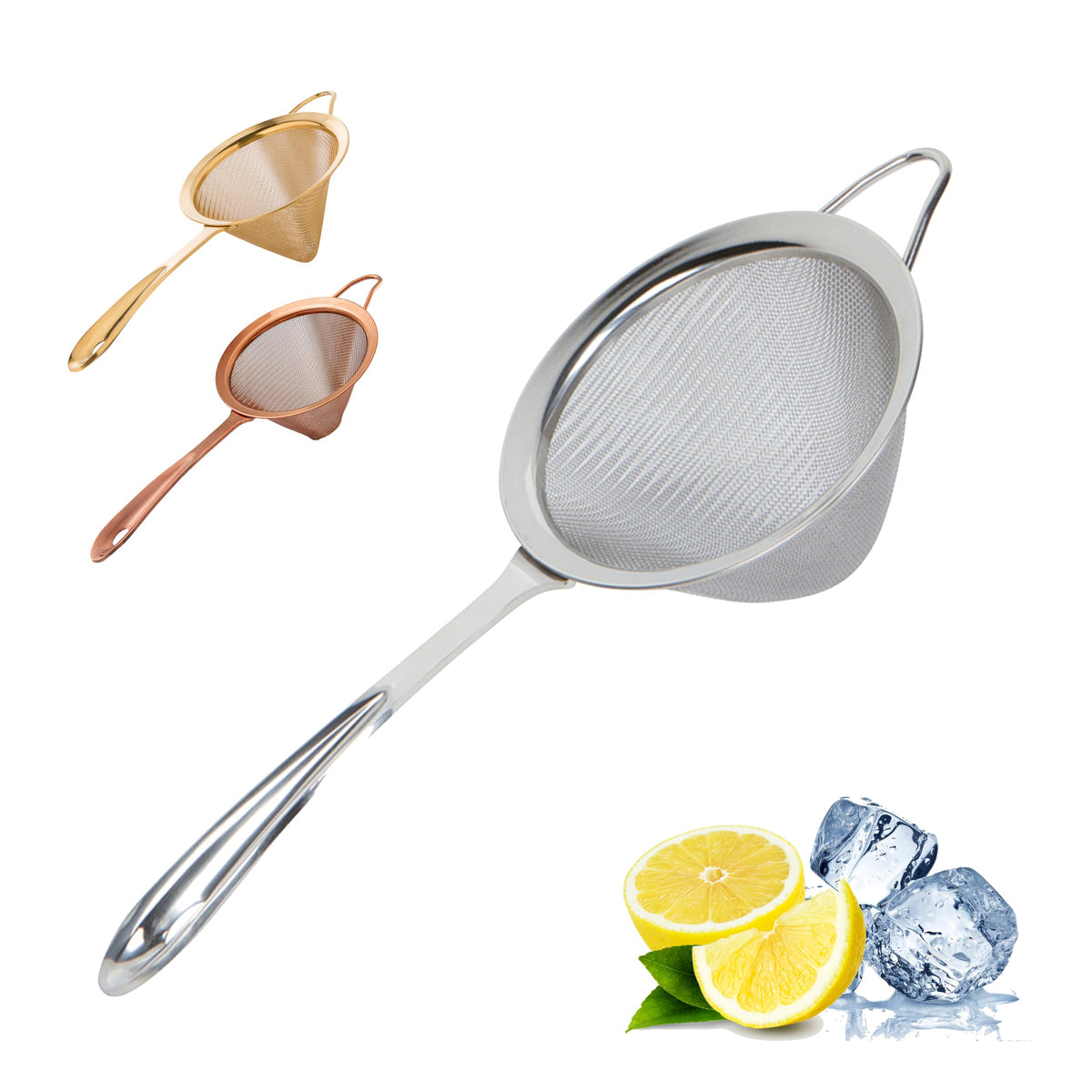 A Bar Above stainless steel conical mesh strainer for precise filtration and fast pours