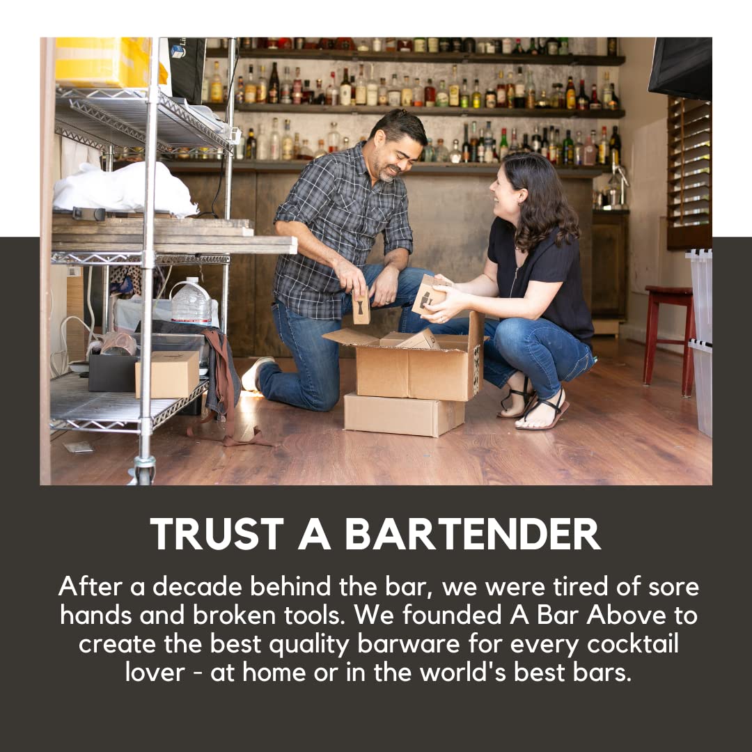 A Bar Above wide ten-centimeter straining surface speeds up pouring