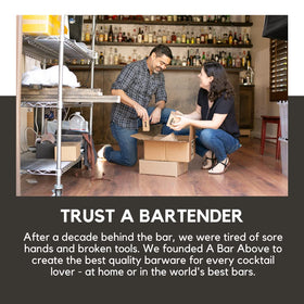 A Bar Above wide ten-centimeter straining surface speeds up pouring