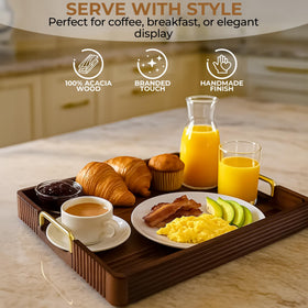 Abawi Nexus wood tray features anti-slip pads to protect surfaces.