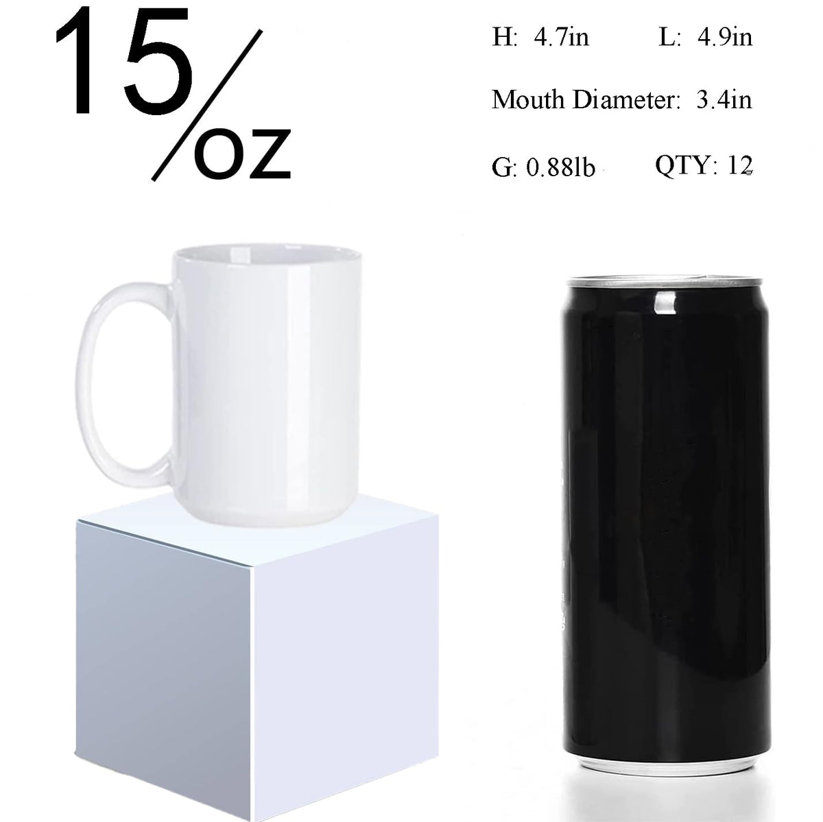 ABBSH white mug with wide mouth, easy to fill and clean after beverages.