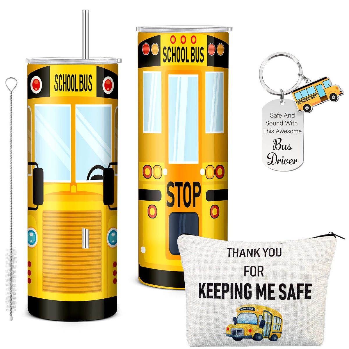 Abbylike 20oz bus driver tumbler with lid and straw for on-the-go beverages