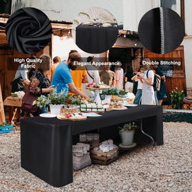 ABCCANOPY black polyester tablecloth close-up showing durable fabric