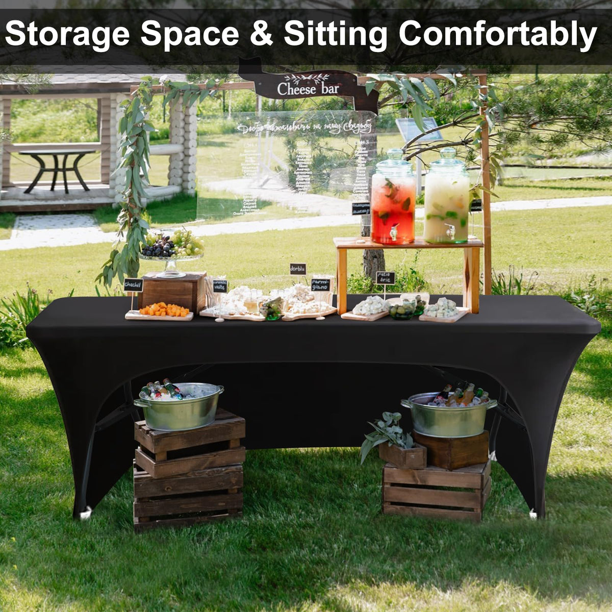 ABCCANOPY spandex table cover shows stretch fabric and wrinkle resistance for a polished setup