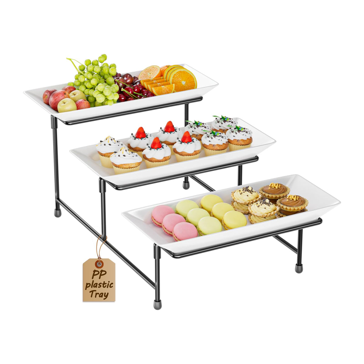 Abiglifty 3-Tier Serving Tray on display for party appetizers and desserts