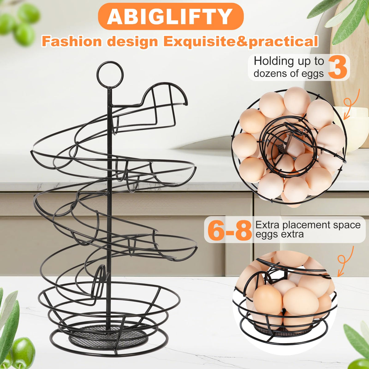 Abiglifty 3-dozen capacity egg holder keeps a ready supply visible