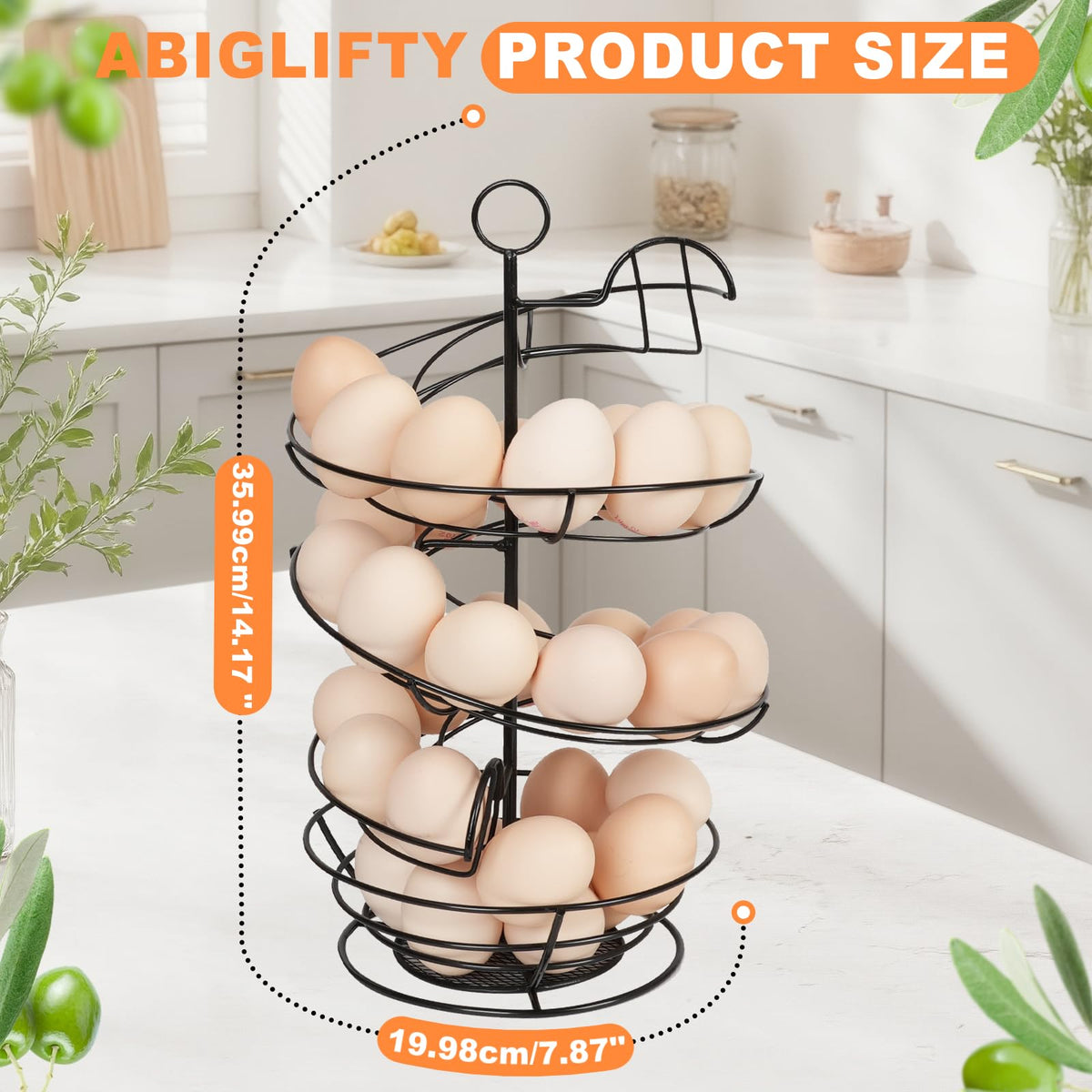 Abiglifty egg storage display rack shows a space-saving kitchen solution for eggs